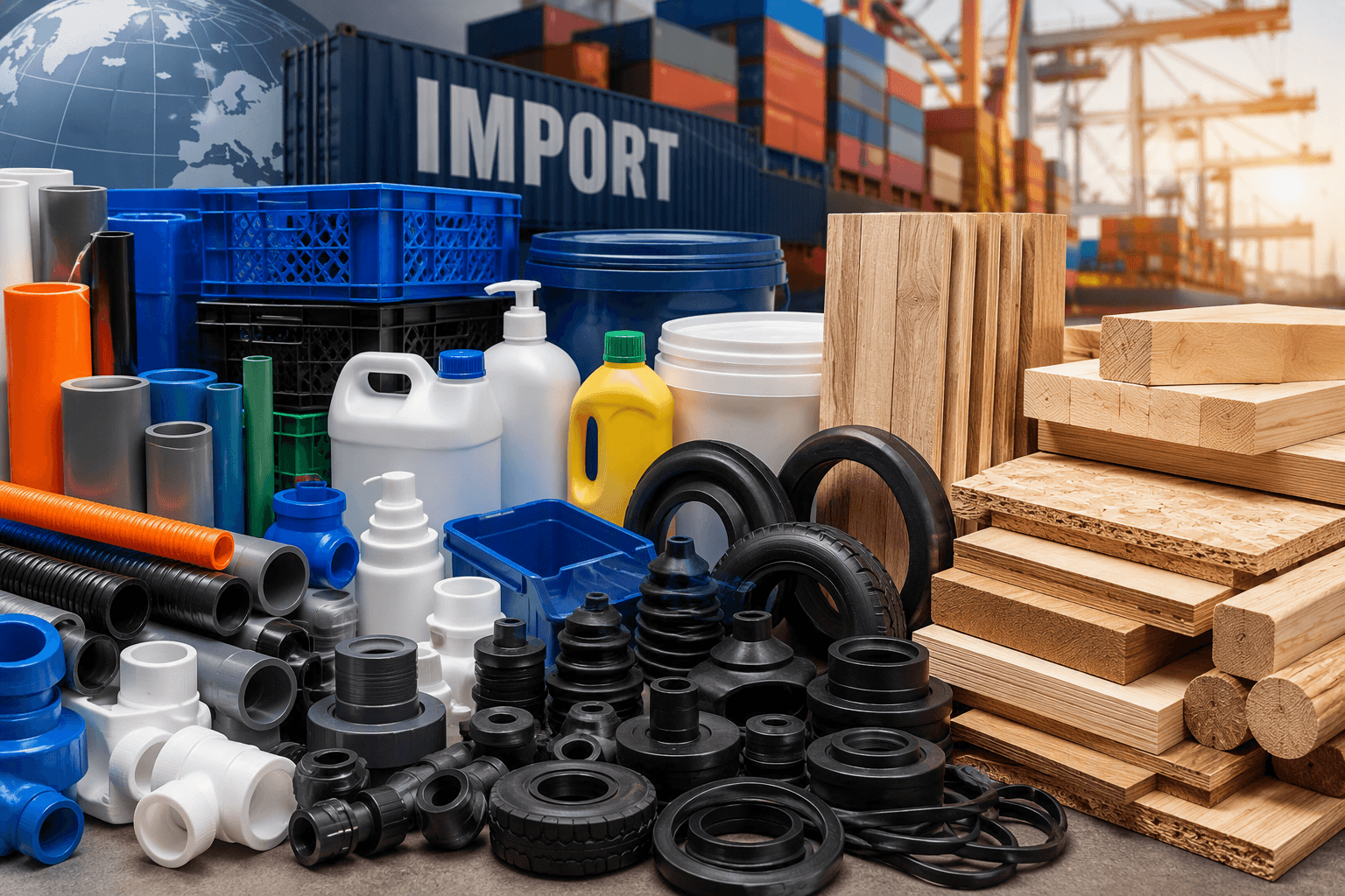 Plastic rubber and timber products